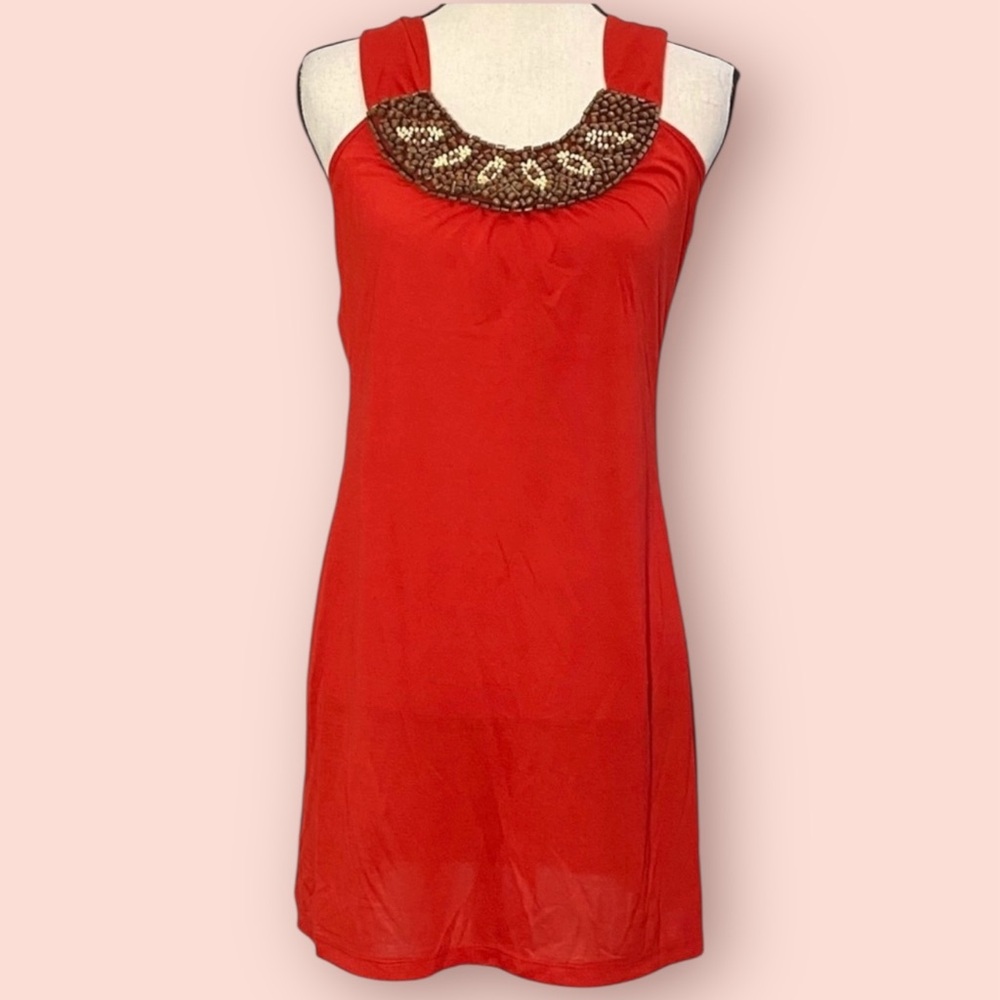 3/$10 L8teR Tunic M Beaded Neckline Blouse